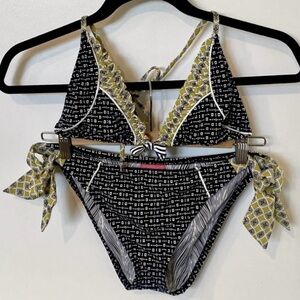 Betsey Johnson Black & Olive Green Bikini Set sz S/M